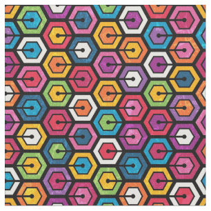 Tecido Padrão geométrico colorido com hexágonos