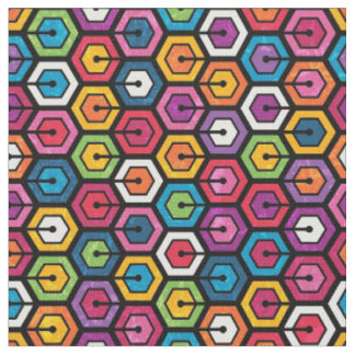 Tecido Padrão geométrico colorido com hexágonos