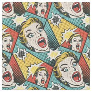 Tecido Padrão Geométrico de Arte Pop Retro no Estilo de Q