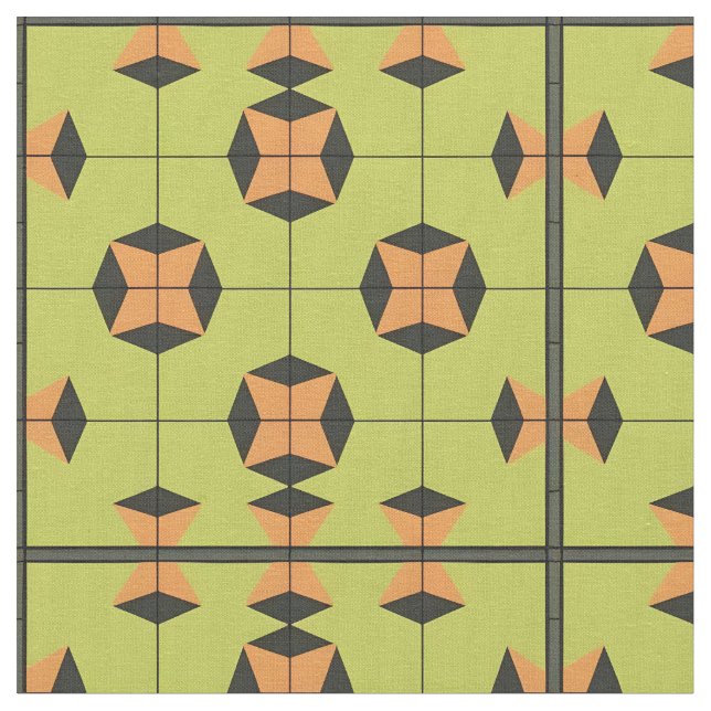 Tecido Padrão Geométrico de Azulejos com Cores Vibrantes (Detalhe)