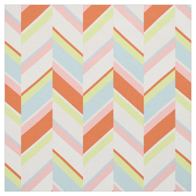 Tecido Padrão geométrico de chevron laranja rosa amarelo  (Modelo)