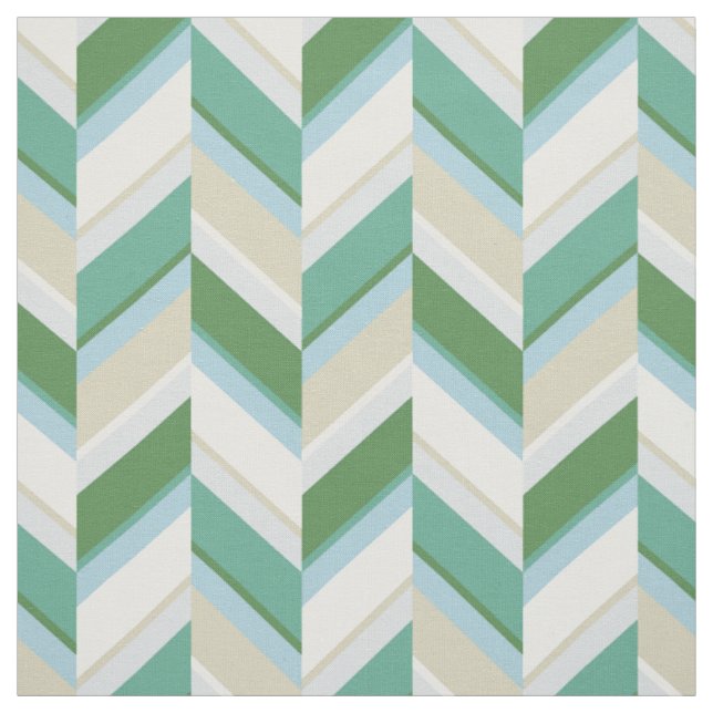 Tecido Padrão geométrico de chevron verde azul bege elega (Modelo)