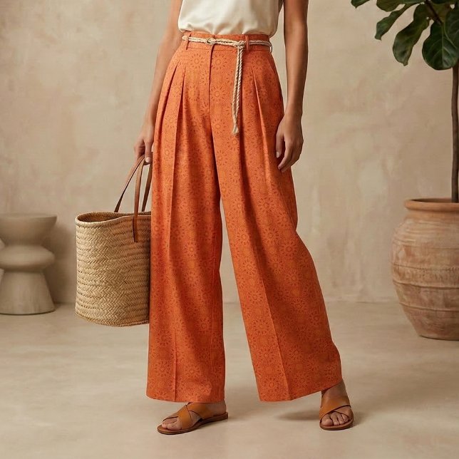 Tecido Padrão Geométrico de Na moda Laranja sofisticado (Criador carregado)