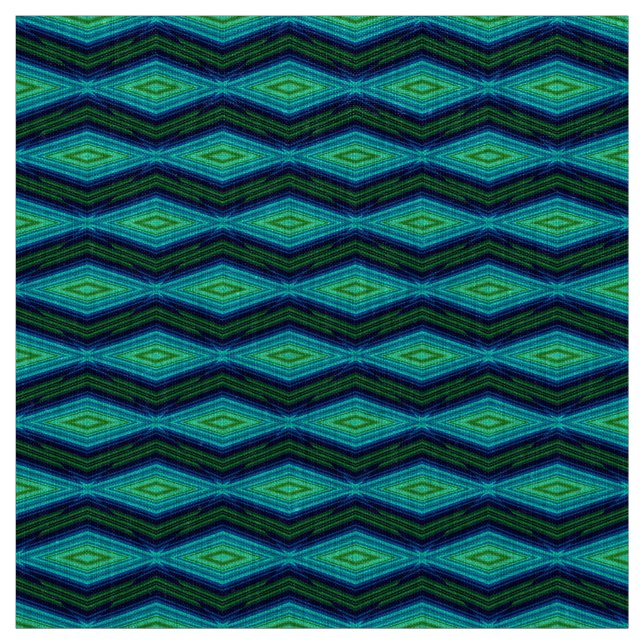 Tecido Padrão geométrico de zigzag moderno, azul e verde (Modelo)