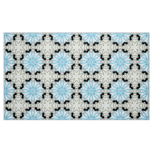 Tecido Padrão geométrico decorativo azul e preto