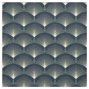 Tecido Padrão Geométrico do Deco de Arte Azul Escura