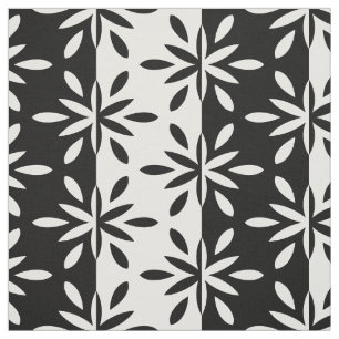 Tecido Padrão Geométrico do Flor Gráfico Preto e Branco