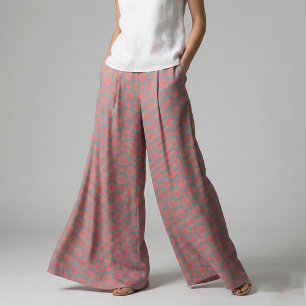 Tecido Padrão Geométrico do Na moda Vermelho e Rosa Teal