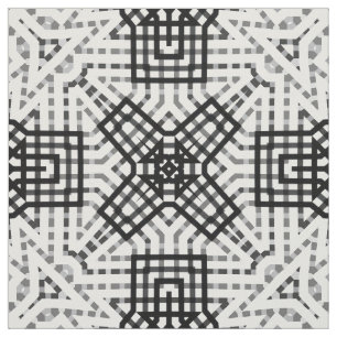 Tecido Padrão geométrico do trabalho aberto a preto e bra