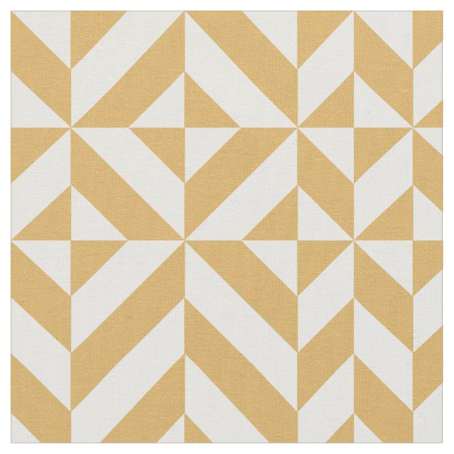 Tecido Padrão Geométrico Dourado de Cubo Deco (Detalhe)