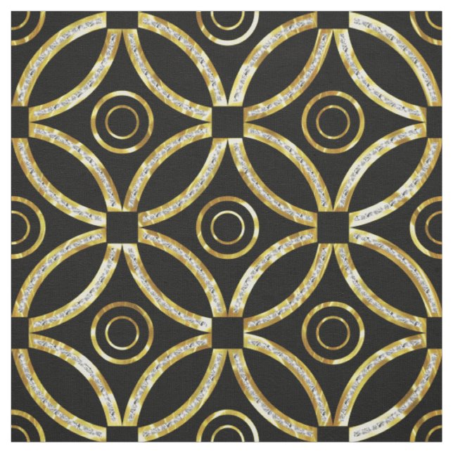 Tecido Padrão Geométrico Dourado e Branco Moderno da Lâmi (Modelo)