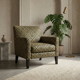 Tecido Padrão Geométrico Dourado E Negro Do Mosaico Marro