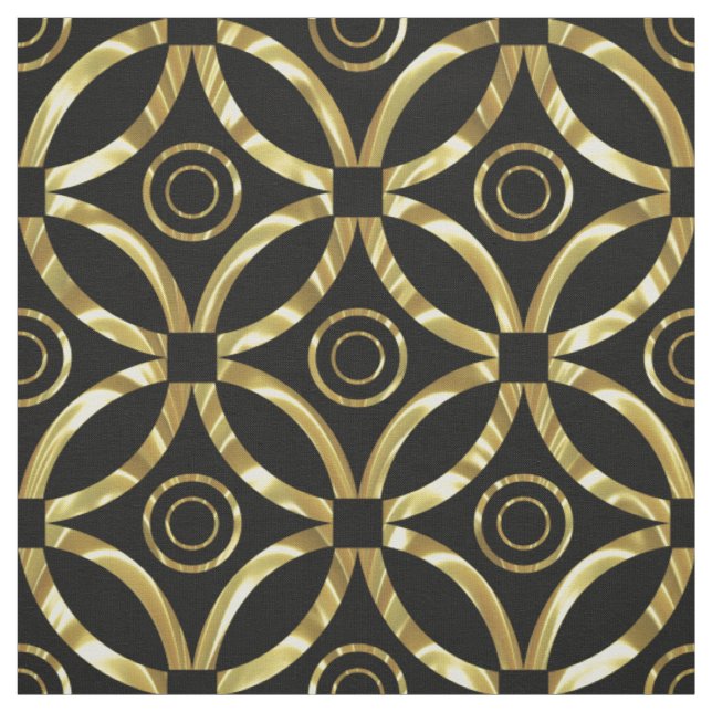 Tecido Padrão Geométrico Dourado e Preto Moderno (Modelo)