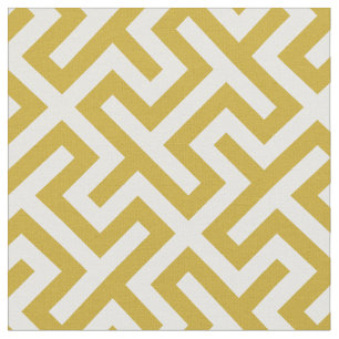 Tecido Padrão geométrico em ouro e abstrato branco