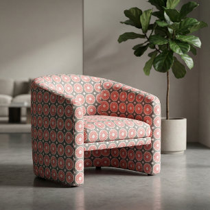 Tecido Padrão Geométrico Étnico Vermelho e Branco da Cinz