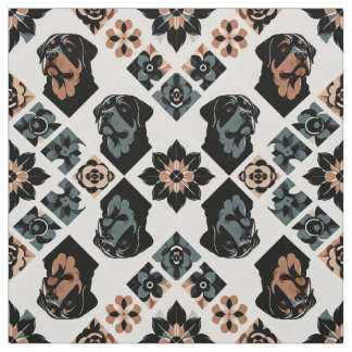 Tecido Padrão Geométrico Floral de Rottweiler