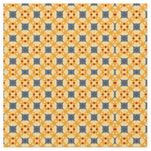 Tecido Padrão geométrico laranja e azul
