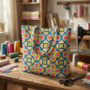 Tecido Padrão Geométrico Legante Colorido do Marrocos