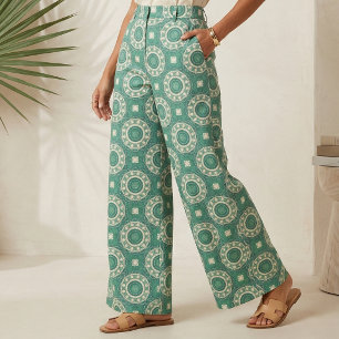 Tecido Padrão Geométrico Luxurioso Na moda Chic Green