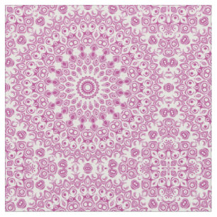 Tecido Padrão Geométrico Mandala Magenta