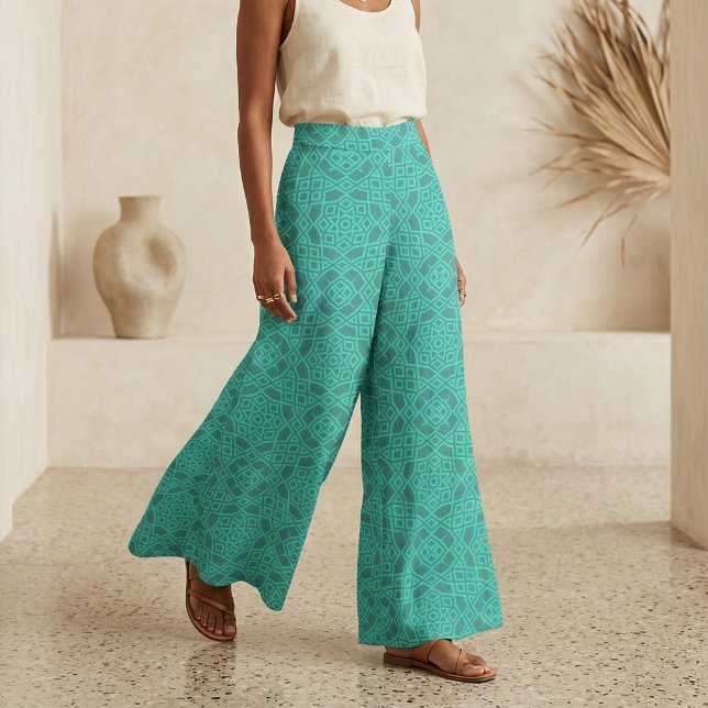 Tecido Padrão Geométrico Moderno do Teal (Criador carregado)