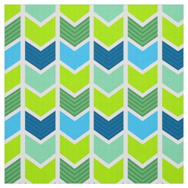 Tecido Padrão Geométrico Moderno Verde e Azul (Modelo)