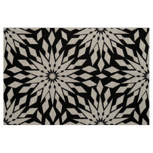 Tecido Padrão Geométrico Motivo Turco Branco e Negro