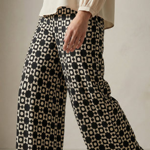 Tecido Padrão Geométrico na moda Black & Beige