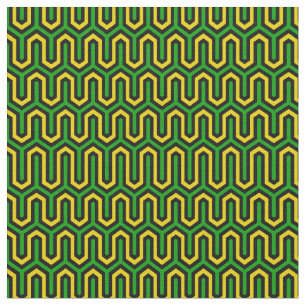 Tecido Padrão Geométrico nas Cores da Bandeira Jamaicana
