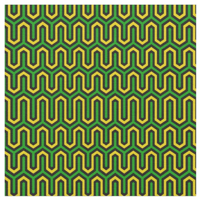 Tecido Padrão Geométrico nas Cores da Bandeira Jamaicana (Detalhe)
