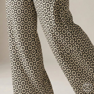 Tecido Padrão Geométrico Ornamental Black & Beige