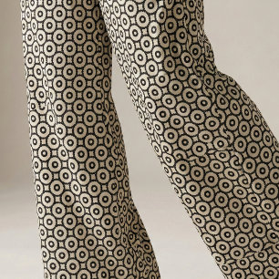 Tecido Padrão Geométrico Ornamental Black & Beige