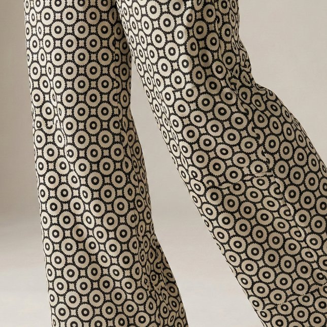 Tecido Padrão Geométrico Ornamental Black & Beige (Criador carregado)