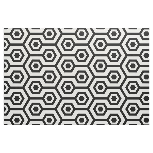 Tecido Padrão Geométrico Poligonal Moderno Preto E Branco (Fat Quarter)