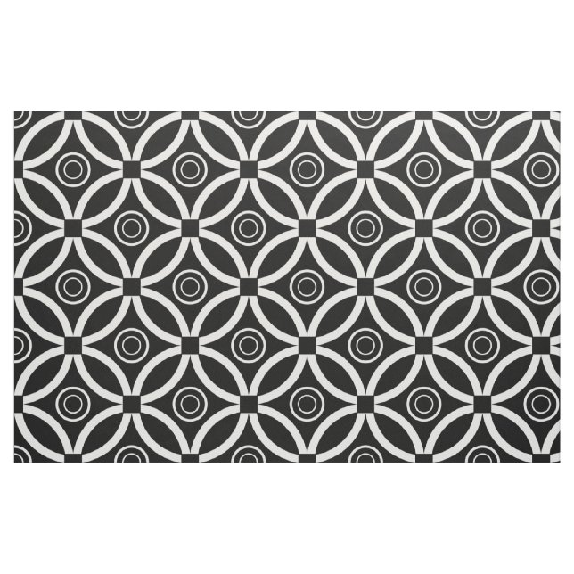 Tecido Padrão Geométrico Retro Branco E Preto (Fat Quarter)