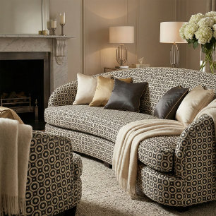 Tecido Padrão Geométrico Trendy Mosaic Black & Beige