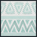 Tecido Padrão Geométrico Tribal Mint-Green<br><div class="desc">Padrão geométrico elegante tribal com tons verdes pastéis de menta sobre fundo personalizável branco ou cor natural do tecido.</div>