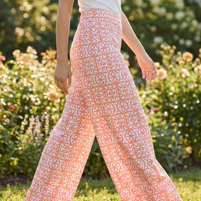 Tecido Padrão Geométrico Tribal Orange Pink (Criador carregado)
