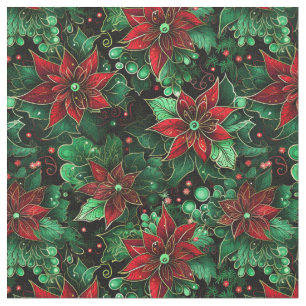 Tecido Padrão Gerado por AI Natal Repetindo Poinsettia