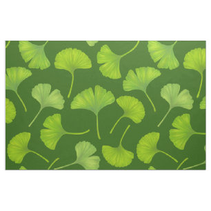 Tecido Padrão Ginkgo em verde escuro