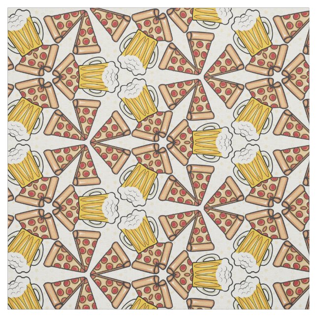 Tecido Padrão gráfico de cerveja e pizza v2 (Modelo)