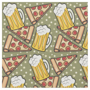 Tecido Padrão gráfico de cerveja e pizza v3