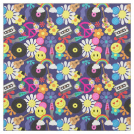 Tecido Padrão Hippie do Groovy Retro 60s