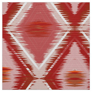 Tecido Padrão ikat branco e vermelho.