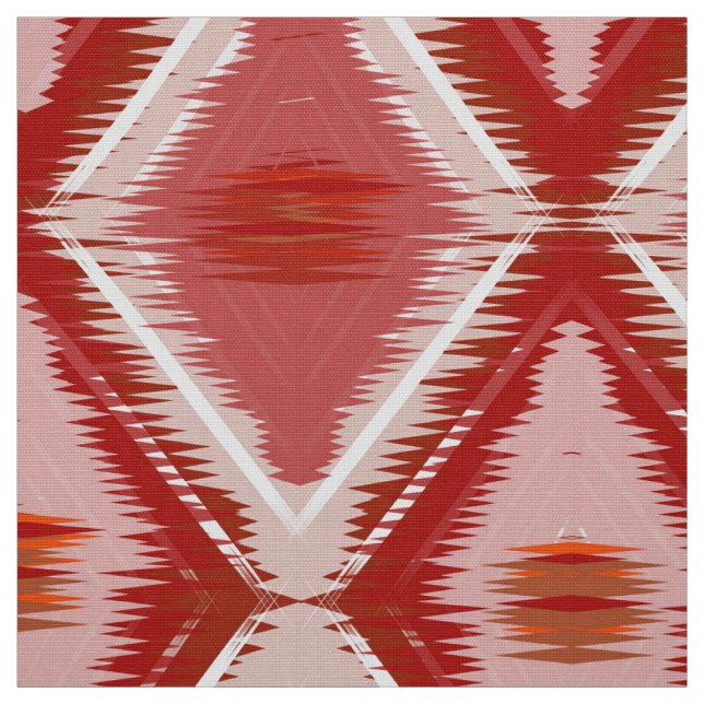 Tecido Padrão ikat branco e vermelho. (Modelo)