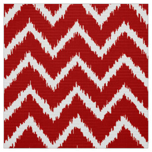 Tecido Padrão Ikat Chevron - Vermelho profundo e branco