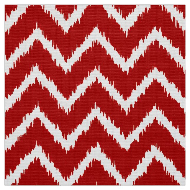 Tecido Padrão Ikat Chevron - Vermelho profundo e branco (Modelo)