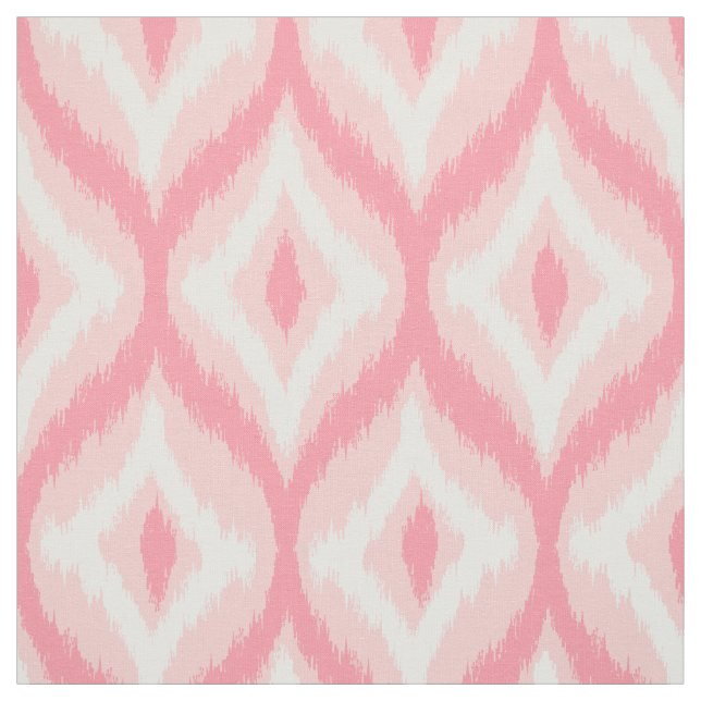 Tecido Padrão Ikat Quatrefoil de Toneladas Brancas e Rosa (Modelo)