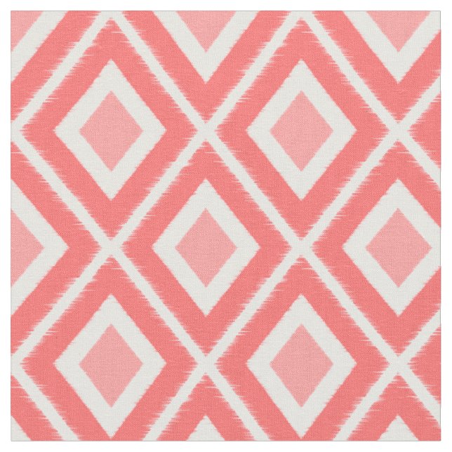 Tecido Padrão Ikat Rosa Moderno e Coral (Detalhe)