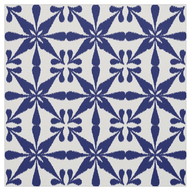 Tecido Padrão Ikat Star - Marinho Azul e Branco (Modelo)